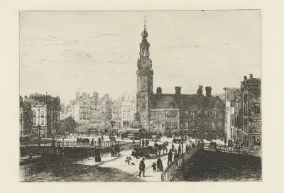 Gezicht op het Muntplein van Amsterdam