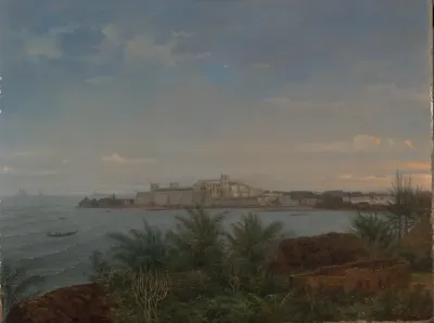Gezicht op het Nederlandse kasteel van Elmina aan de Goudkust