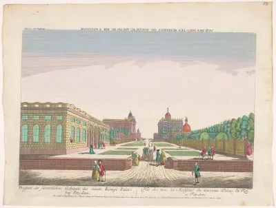 Gezicht op het Neues Palais te Potsdam gezien vanaf de tuin