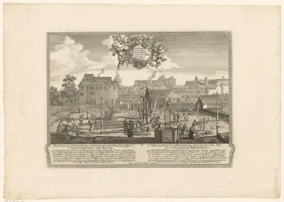 Gezicht op het Neurenbergse observatorium van Georg Christoph Eimmart