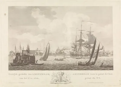 Gezicht op het oostelijke gedeelte van Amsterdam vanaf het IJ
