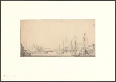 Gezicht op het Open Havenfront, richting de Stadsherberg en de Haringpakkerstoren