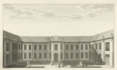 Gezicht op het Oude Mannen- en Vrouwenhuis (Oudemannenhuis) te Amsterdam, gezien vanuit het noordoosten