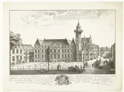 Gezicht op het Oude Stadhuis te Den Haag
