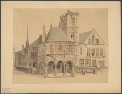 Gezicht op het oude stadhuis van Amsterdam