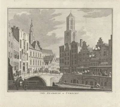 Gezicht op het oude stadhuis van Utrecht