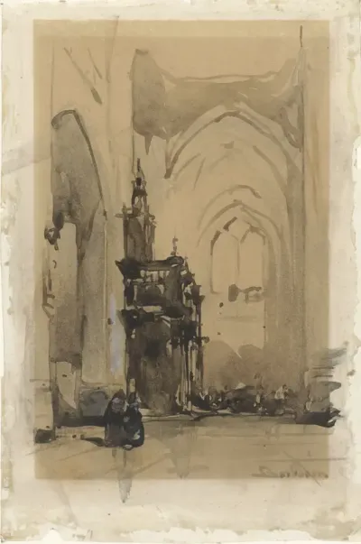 Gezicht op het oxaal van de Sint-Janskathedraal te 's-Hertogenbosch