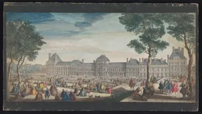 Gezicht op het Palais des Tuileries te Parijs gezien vanaf de Jardin des Tuileries