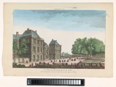 Gezicht op het Palais du Luxembourg te Parijs gezien vanaf de tuin