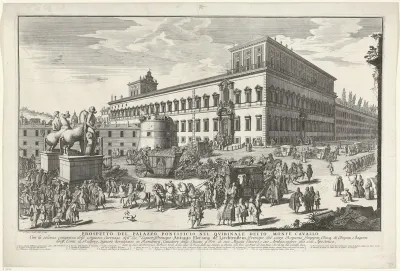 Gezicht op het Palazzo del Quirinale op de Quirinaal te Rome