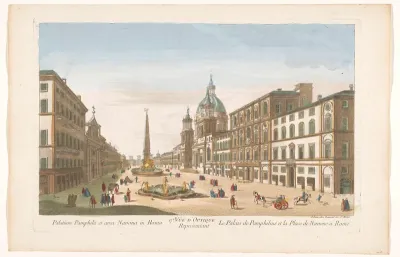 Gezicht op het Palazzo Pamphili en het Piazza Navona te Rome