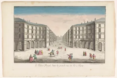 Gezicht op het Palazzo Reale en de Via Po te Turijn