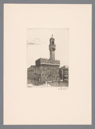 Gezicht op het Palazzo Vecchio te Florence