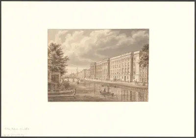 Gezicht op het Paleis van Justitie aan de Prinsengracht