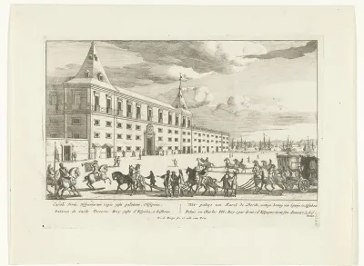 Gezicht op het paleis van Karel VI te Lissabon