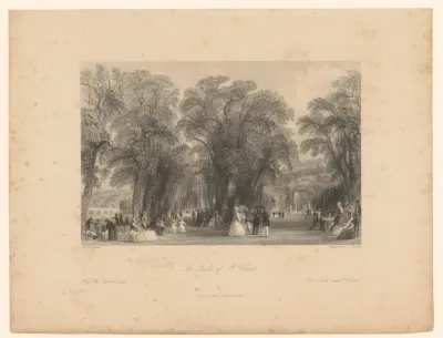 Gezicht op het Parc de Saint-Cloud bij Parijs
