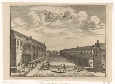 Gezicht op het Pesthuis te Leiden