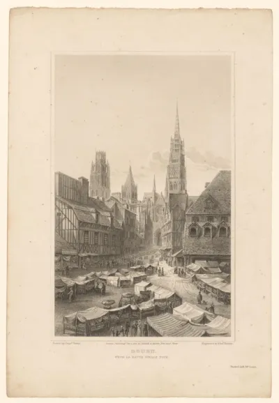 Gezicht op het Place de la Haute-Vieille-Tour te Rouen