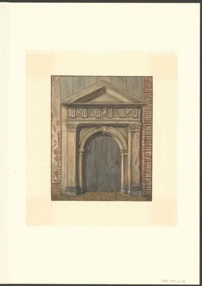 Gezicht op het poortje in de Handboogstraat