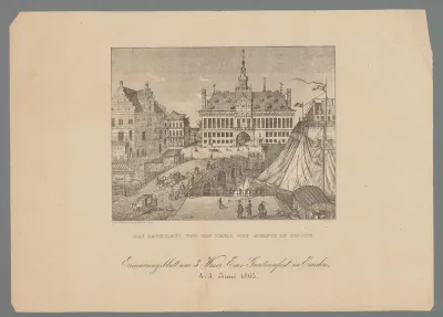 Gezicht op het raadhuis te Emden