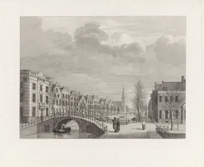 Gezicht op het Rapenburg te Leiden van de Nieuwsteegbrug, 1807
