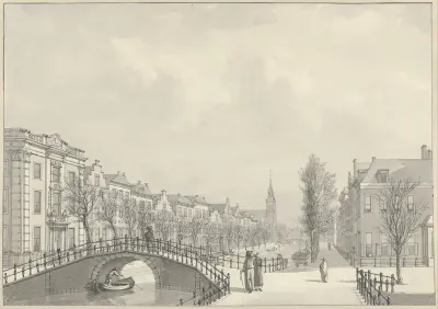 Gezicht op het Rapenburg te Leiden van de Nieuwsteegbrug, 1807