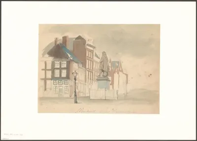 Gezicht op het Rembrandtmonument op het Rembrandtplein