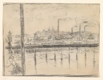 Gezicht op het Rijksmuseum en de waskaarsfabriek vanaf de Ruysdaelkade