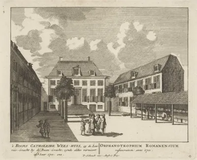 Gezicht op het Rooms-Katholiek Jongensweeshuis aan de Lauriergracht te Amsterdam