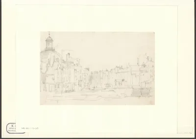 Gezicht op het Singel en de koepel van de Oude Lutherse Kerk
