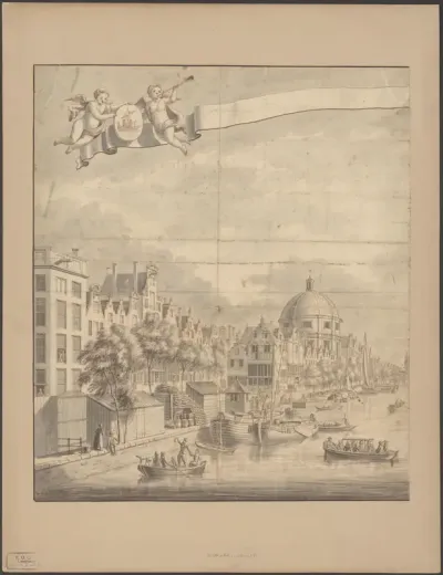 Gezicht op het Singel te Amsterdam (linkerdeel)