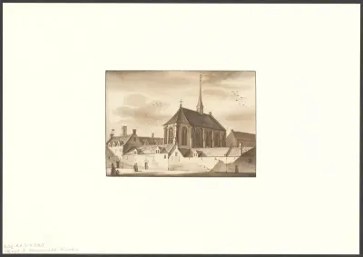 Gezicht op het Sint Margarethaklooster vanaf de Oudezijds Achterburgwal