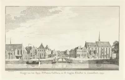 Gezicht op het Sint-Pietersgasthuis en het Sint-Agathaklooster te Amersfoort, 1759