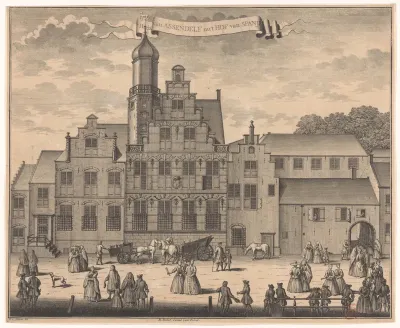 Gezicht op het Spaansche Hof te Den Haag