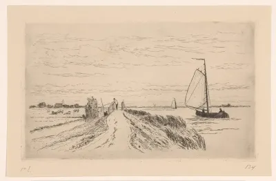 Gezicht op het Spaarne bij Haarlem