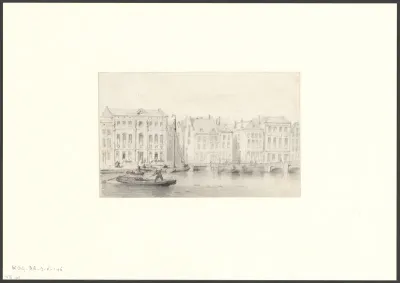 Gezicht op het Spui en de panden van Arti et Amicitiae en het Leesmuseum