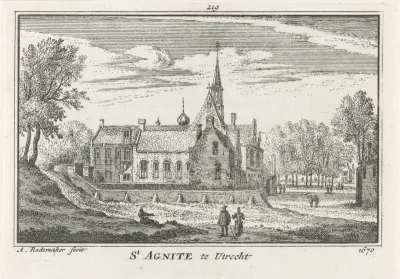 Gezicht op het St.-Agnietenklooster te Utrecht, 1670
