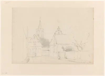 Gezicht op het stadhuis en de markt te Naarden