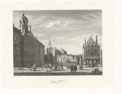 Gezicht op het Stadhuis op de Dam te Amsterdam