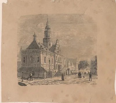 Gezicht op het stadhuis te Bolsward