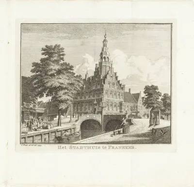 Gezicht op het stadhuis te Franeker