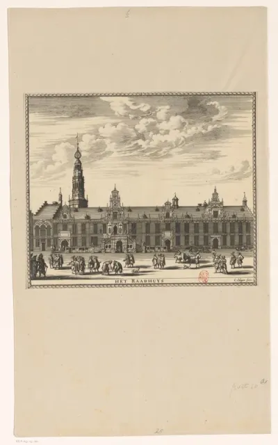 Gezicht op het stadhuis te Leiden