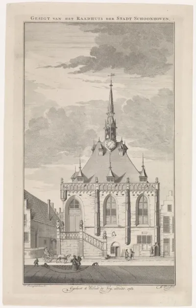 Gezicht op het stadhuis te Schoonhoven