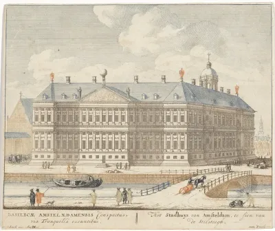 Gezicht op het Stadhuis van Amsterdam vanaf het Singel