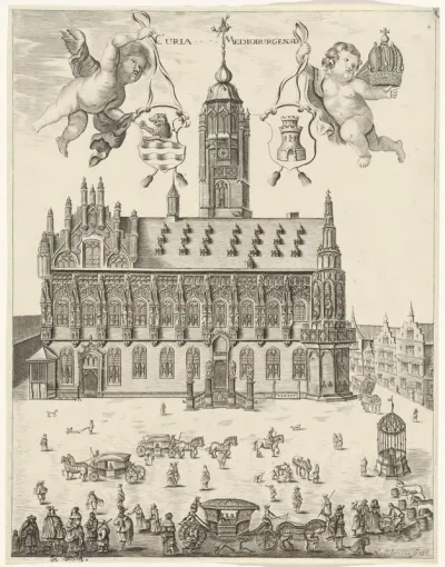 Gezicht op het stadhuis van Middelburg