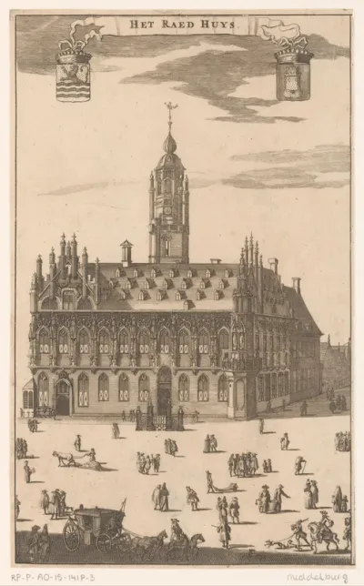 Gezicht op het stadhuis van Middelburg