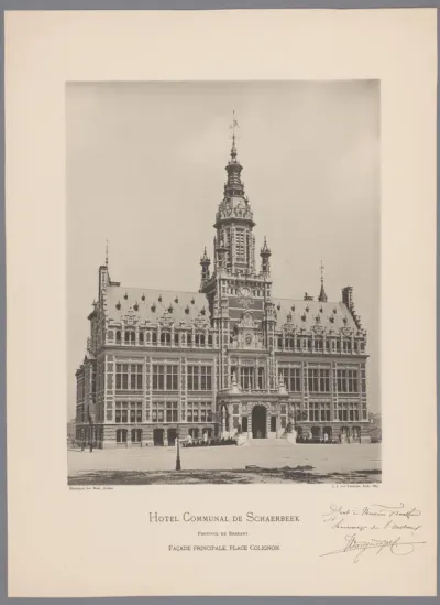 Gezicht op het stadhuis van Schaarbeek, België