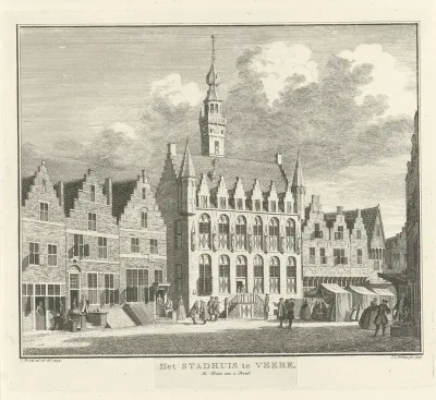 Gezicht op het stadhuis van Veere, 1743
