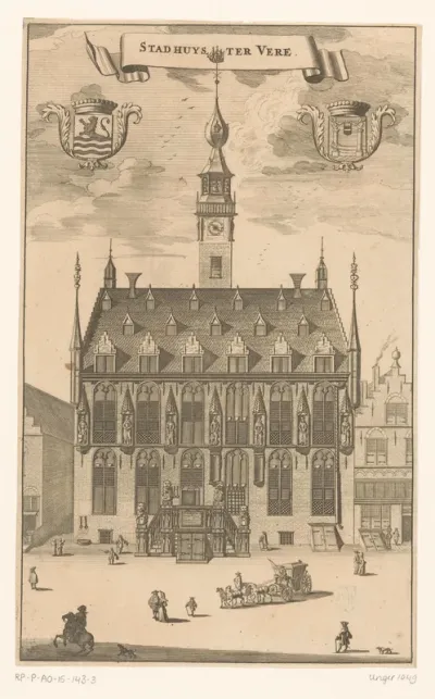 Gezicht op het stadhuis van Veere