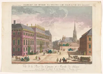 Gezicht op het Stadtpalais Liechtenstein aan een plein te Wenen